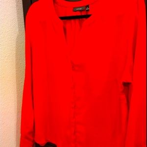 V neck red blouse